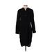 Eileen Fisher Casual Dress - Shirtdress Mandarin Collar 3/4 sleeves: Black Solid Dresses - Women's Size X-Small