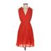 See U Soon Casual Dress - Party V-Neck Sleeveless: Red Print Dresses - Women's Size 1