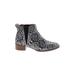 Madewell Ankle Boots: Chelsea Boots Stacked Heel Bohemian Blue Snake Print Shoes - Women's Size 8 - Round Toe