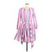 J.Crew Casual Dress - Fit & Flare Crew Neck Long sleeves: Pink Stripes Dresses - Women's Size Medium