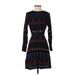 Paris Atelier & Other Stories Casual Dress - A-Line Crew Neck 3/4 sleeves: Black Aztec or Tribal Print Dresses - Women's Size 2