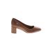 27 EDIT Heels: Pumps Chunky Heel Work Brown Solid Shoes - Women's Size 8 - Almond Toe