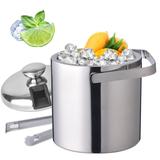 Stainless Steel Ice Bucket with Lid Tongs and Handle