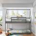 Twin over Twin Size Kids House Shaped Bunk Bed Frame, Grey