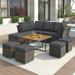 9 Pieces Patio Furniture Set Outdoor Sectional Sofa Set All Weather Wicker Rattan Conversation Set with Coffee Table & Ottomans