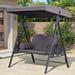 PURPLE LEAF Outdoor Patio Porch Swing with Stand, Chair with Adjustable Tilt Canopy All-Weather Steel Frame for Backyard