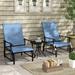 Outsunny 3-Piece Outdoor Gliders Set Bistro Set with Steel Frame, Tempered Glass Top Table