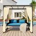 2-3-Seat Outdoor Porch Swing Bed with Canopy, Gazebo Swing Chair with Netting Curtains and Removable Cushion for Backyard