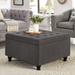 Large Square Storage Ottoman Upholstered Button Tufted Coffee Table - 30"W x 30"D x 18"H.