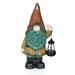 Solar Vintage Gnome Holding Lamp w/ Orange Hat Statuary