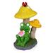 Solar Frog Relaxing Under Mushrooms Statue