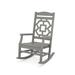 POLYWOOD® Outdoor Chinoiserie Rocking Plastic Chair Plastic in Gray | 44.88 H x 21.2 W x 18.99 D in | Wayfair MSRK195GY