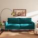 Willa Arlo™ Interiors Siniard 70" Upholstered Sofa Velvet/Manufactured Wood/Polyester in Blue/Brown | 33.07" H X 71.65" W X 36.69" D | Wayfair