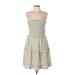 Jessica Simpson Casual Dress - Mini Square Sleeveless: Green Print Dresses - Women's Size Large