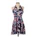 Express Casual Dress - A-Line Halter Sleeveless: Blue Print Dresses - Women's Size 2