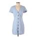 Stockholm Atelier X Other Stories Casual Dress - Shirtdress V-Neck Short sleeves: Blue Print Dresses - Women's Size 4