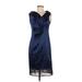 Connected Apparel Cocktail Dress - Sheath V Neck Sleeveless: Blue Solid Dresses - Women's Size 6