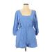 Romper Square 3/4 sleeves: Blue Print Rompers - Women's Size 1X