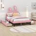 Zoomie Kids Aahir Vegan Leather Panel Storage Bed Upholstered/Faux leather in Pink | 58.3 H x 56.3 W x 80 D in | Wayfair