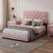 House of Hampton® Johirul Upholstered Platform Bed Metal in Pink/White | 47.5 H x 58 W x 81 D in | Wayfair 4537F1507A724727A55C37EB7A8248A0