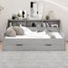 Red Barrel Studio® Twin To King Size Daybed Frame w/ Storage Bookcases, Two Drawers & Charging Design, in Gray | Wayfair