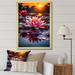 Ebern Designs Lotus Pond at Sunset - Print Metal in Blue/Orange/Pink | 32 H x 24 W x 1 D in | Wayfair E9D90A78F2DF4EEC8E67943AD0A5C2D3