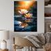 Ebern Designs Lotus Pond at Sunset II - Print on Canvas Metal in Blue/White/Yellow | 40 H x 30 W x 1.5 D in | Wayfair