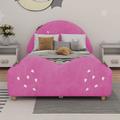 Zoomie Kids Didmarton Panel Bed Upholstered/Velvet in Pink | 32.7 H x 42.5 W x 78.7 D in | Wayfair 05FCC2A7B7B5418C802BE95B903F09B0