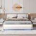 Ivy Bronx Full Size Upholstered Faux Leather Platform Bed w/ LED Light in White | Queen | Wayfair FC8C7FFCBEC840C9B459438AC3CA6623