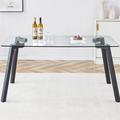 Wrought Studio™ Rectangular Tempered Glass Dining Table Metal in Black | 30 H x 63 W x 35.4 D in | Wayfair 8D311C0DA1534C4791645886A9C32802