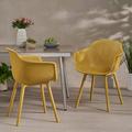 George Oliver Roemer Patio Dining Armchair Plastic/Resin in Yellow | 32 H x 24 W x 20.5 D in | Wayfair A4140BD4534E42B9B8ABD058F35C7810