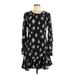 Derek Lam 10 Crosby Casual Dress - Mini Crew Neck Long sleeves: Black Print Dresses - Women's Size 6