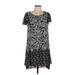 BCBGMAXAZRIA Casual Dress - Mini Scoop Neck Short sleeves: Black Print Dresses - Women's Size 6 - Print Wash