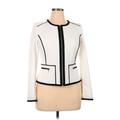 Calvin Klein Jacket: Short Ivory Print Jackets & Outerwear - Women's Size 14 Petite