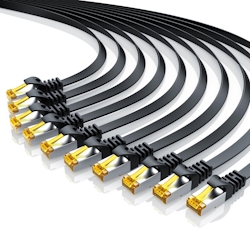Primewire 10x LAN-Kabel CAT.7, RJ-45 (Ethernet), CAT 7 Flachband U/FTP Gigabit Netzwerkkabel 10 Gbit/s Patchkabel - 1m Image