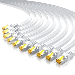 Primewire 10x LAN-Kabel CAT.7, RJ-45 (Ethernet), CAT 7 Flachband U/FTP Gigabit Netzwerkkabel 10 Gbit/s Patchkabel - 1m Image