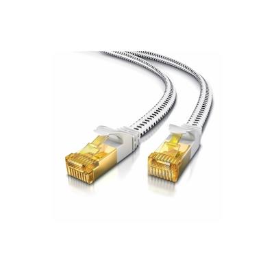 Primewire Flachbandpatchkabel CAT 7 mit Baumwollummantelung - Gigabit Ethernet LAN Kabel - 10 Gbit/s - U/FTP PIMF Schirmung - Netzwerkkabel - 10m Image