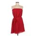 Express Casual Dress - Party Strapless Sleeveless: Red Solid Dresses - Women's Size Medium