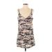 Zara Casual Dress - Mini V-Neck Sleeveless: Tan Print Dresses - Women's Size Medium