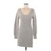 Abercrombie & Fitch Casual Dress - Mini Scoop Neck Long sleeves: Gray Print Dresses - Women's Size Small