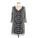 Charlotte Russe Casual Dress - Shift V-Neck 3/4 sleeves: Gray Dresses - Women's Size Medium