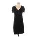 Old Navy Casual Dress - Shift V-Neck Short sleeves: Black Solid Dresses - Women's Size Small