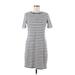 Gap Casual Dress - Sheath Crew Neck Short sleeves: Gray Stripes Dresses - Women's Size Medium