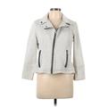 Style&Co Jacket: Short Gray Print Jackets & Outerwear - Women's Size Large Petite