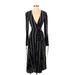 Urban Outfitters Casual Dress - Wrap Plunge Long sleeves: Black Print Dresses - Women's Size X-Small