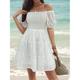 robe blanche Robe casual Robe Trapèze Femme Mini robe Dos Nu Plein Air Vacances Rendez-vous Vêtement de rue Trapèze Epaules Dénudées Manche Courte Standard Blanche S M L XL