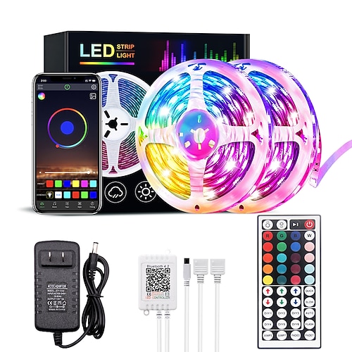 LED Lichtband Licht Strip 10m30m RGB LED-Lichtleisten Bluetooth-Smartphone gesteuert 20m40m LED-Lichtleiste 5050LED-Leuchten synchronisieren mit Musik und 44Tasten Fernbedienung für Schlafzimmer Home Image