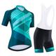 21Grams Damen Radtrikot mit Radhose kurz Trägern fahrradbekleidung set Radtrikot mit Radhose fahrradbekleidung set Kurzarm MTB Mountain Rennrad Schwarz Grün Purpur Graphic Streifen Fahhrad