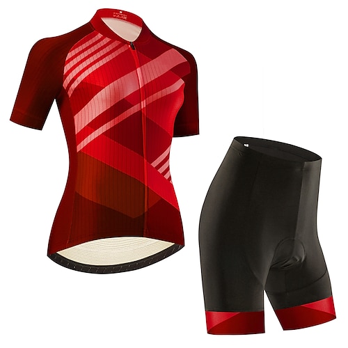 21Grams Damen Radtrikot mit Radhose kurz Trägern fahrradbekleidung set Radtrikot mit Radhose fahrradbekleidung set Kurzarm MTB Mountain Rennrad Schwarz Grün Purpur Graphic Streifen Fahhrad Image
