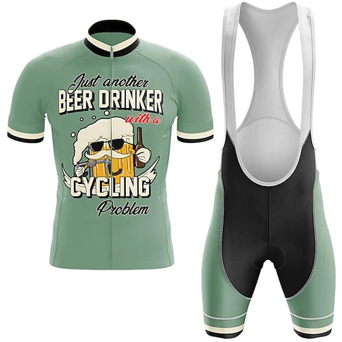 Herren Radtrikot mit Trägershorts Kurzarm Mountainbike MTB Straßenradsport Sommer Frühling Rot Königsblau Blau Lustig Oktoberfest-Bier Vergiss das Bier nach der Fahrt nicht! Fahhrad 3D-Polster Image